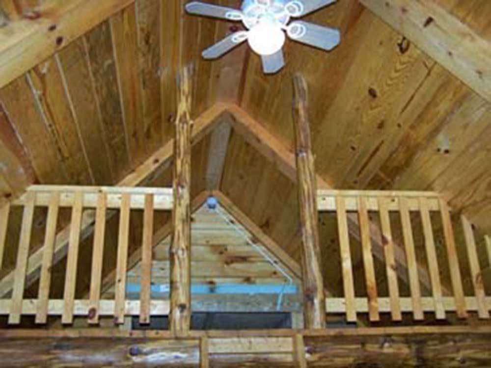 The loft inside a rental cabin at HICKORY RUN CAMPGROUND