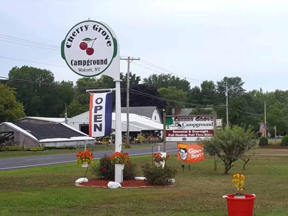 The front entrance sign at CHERRY GROVE CAMPGROUND