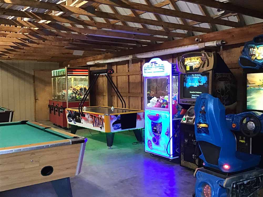 Games inside of the arcade at SHENANDOAH VALLEY CAMPGROUND