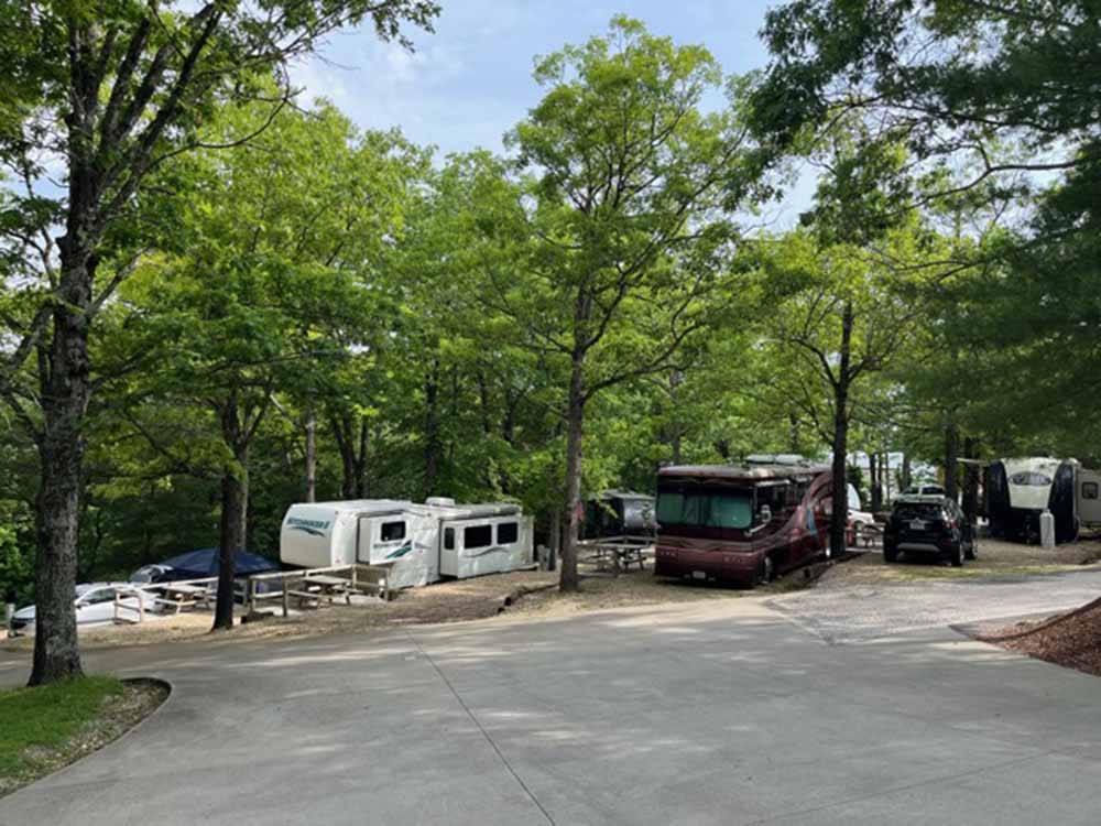 Looking down at the RV sites at BLUE MOUNTAIN CAMPGROUND
