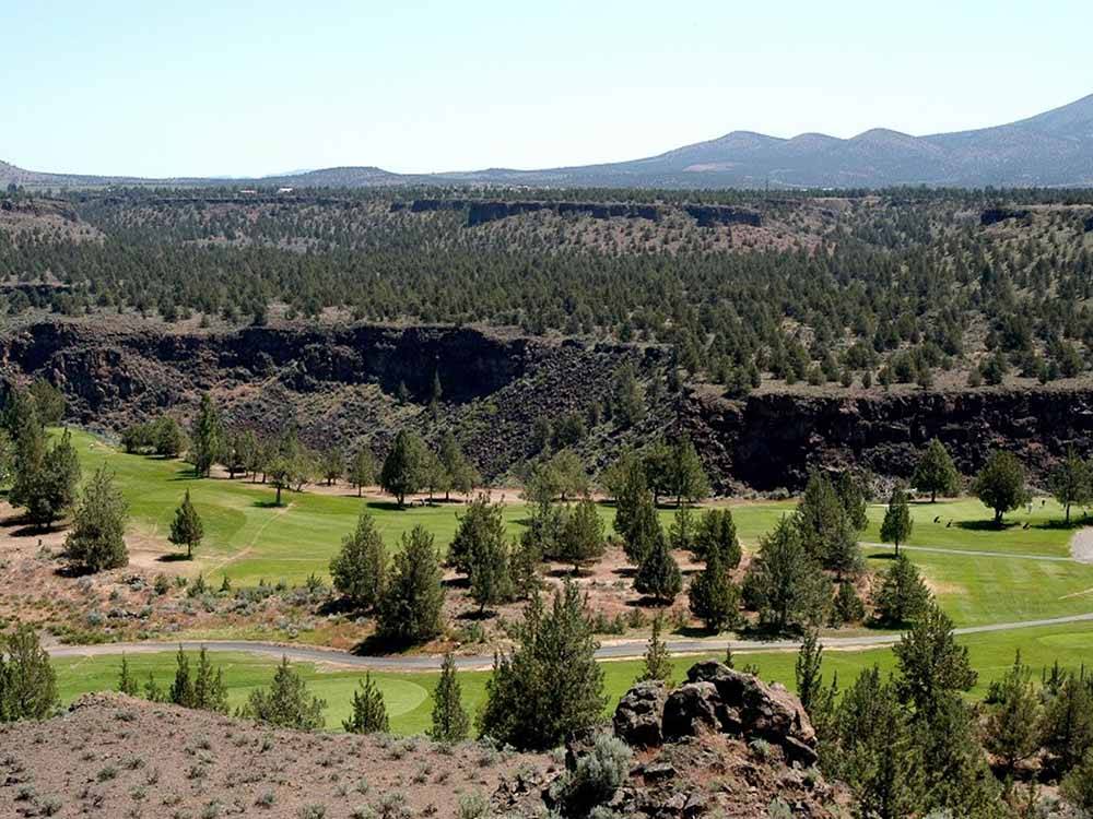 An aerial view of the nearby golf course at CROOKED RIVER RANCH RV PARK