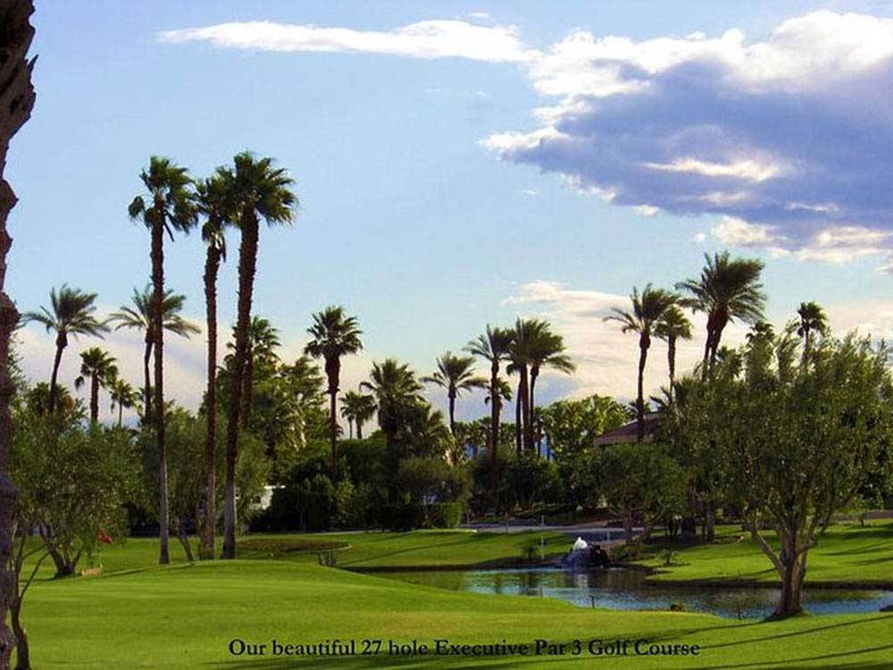 Lake view on golf course at OUTDOOR RESORT PALM SPRINGS