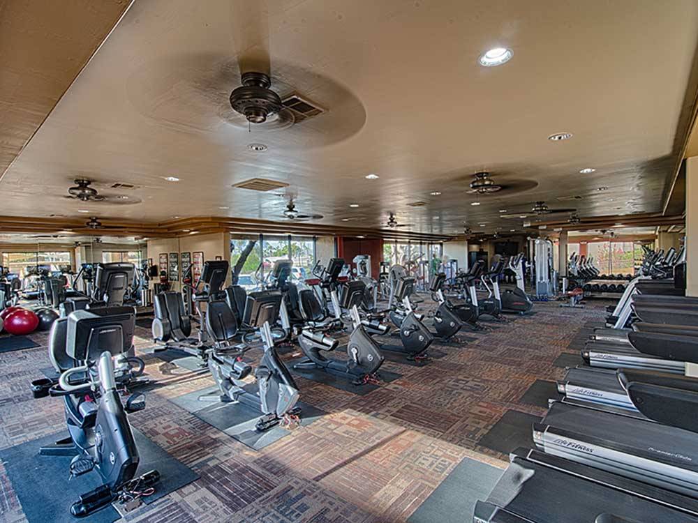 The indoor exercise equipment at SUNFLOWER RV RESORT