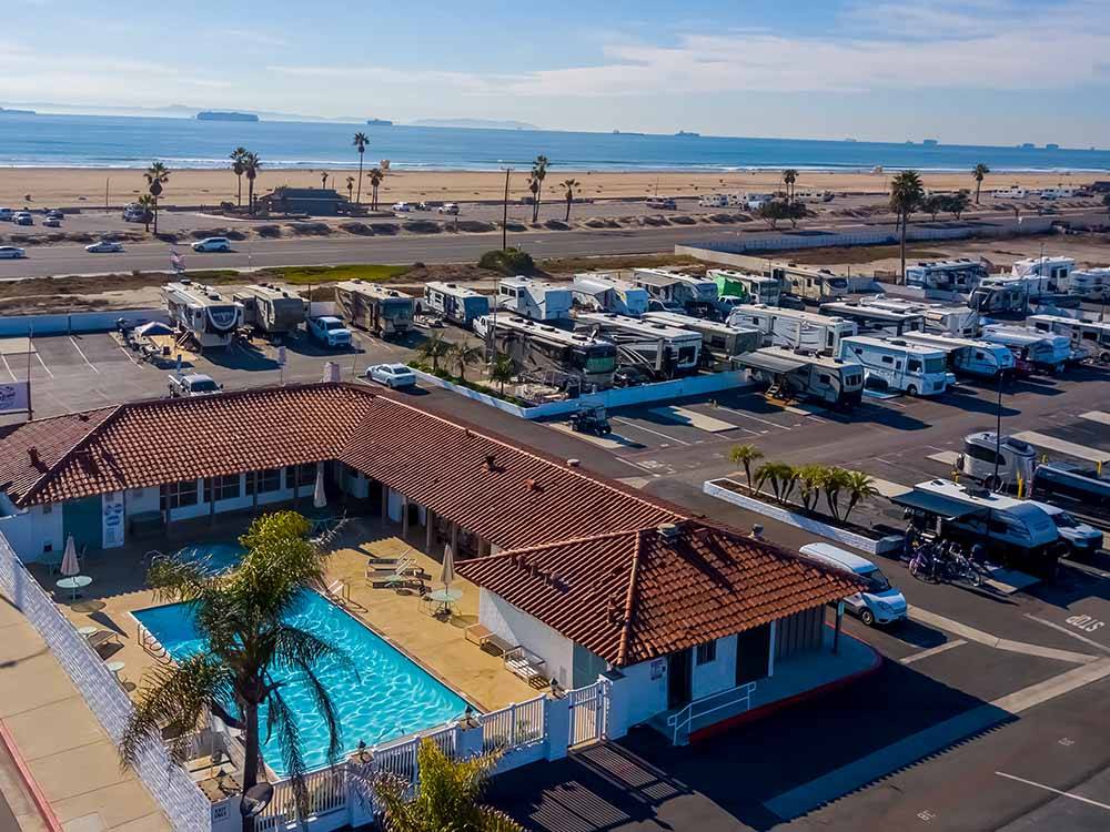 An aerial view of the campsites at WATERFRONT RV PARK