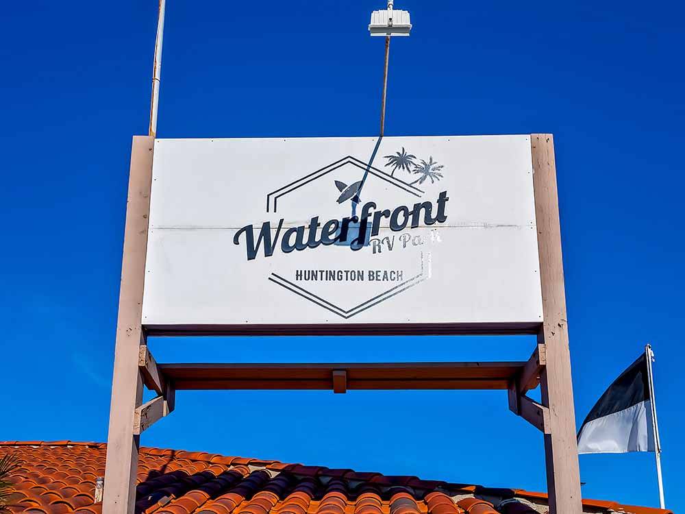 The front entrance sign at WATERFRONT RV PARK