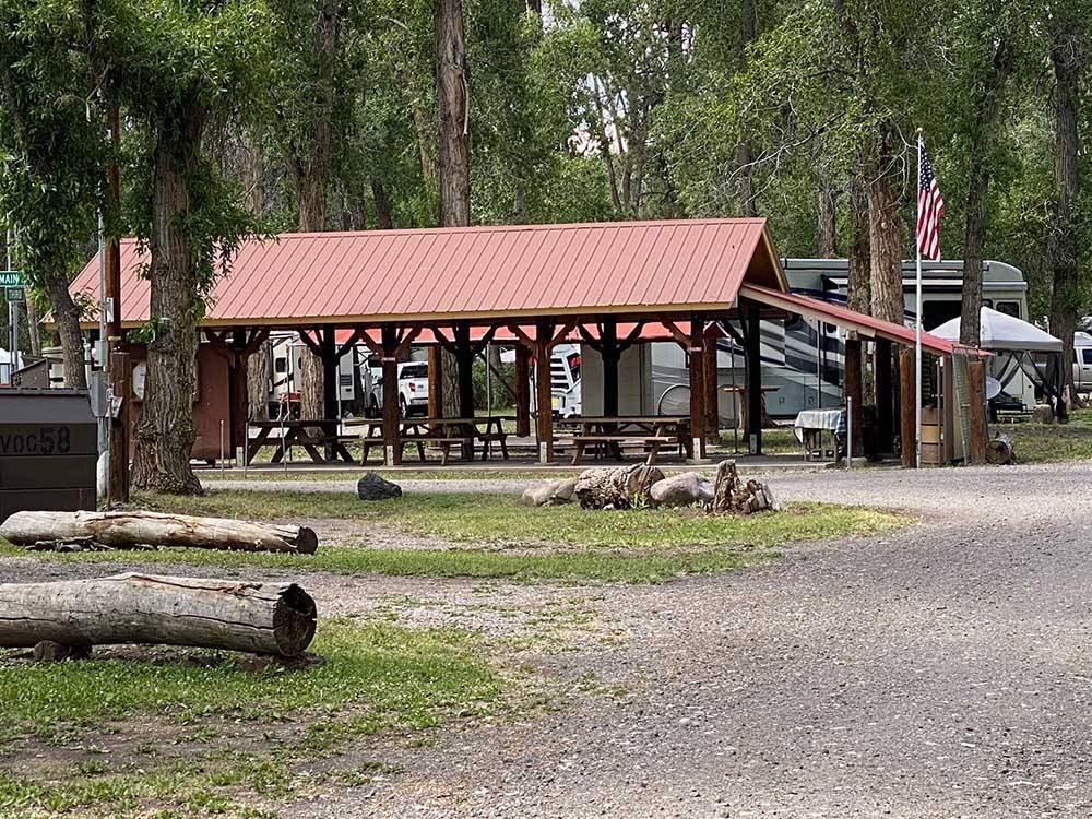 The pavilion with picnic tables at RIO CHAMA RV PARK