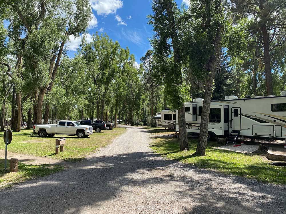 The road going thru the RV sites at RIO CHAMA RV PARK