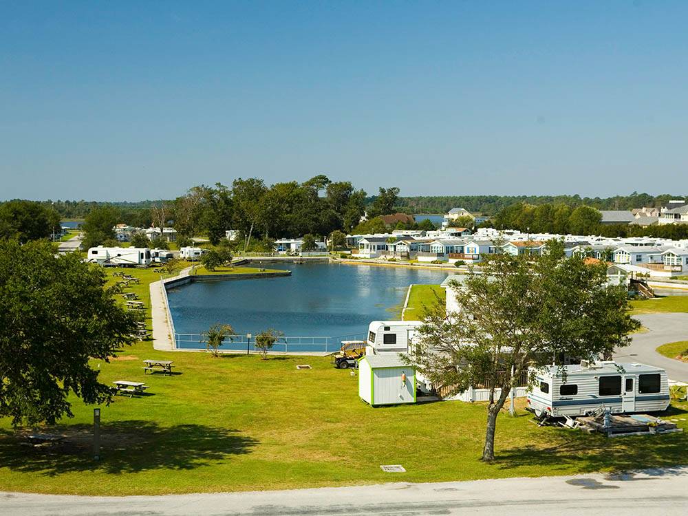Amazing aerial view over resort at GOOSE CREEK CAMPGROUND