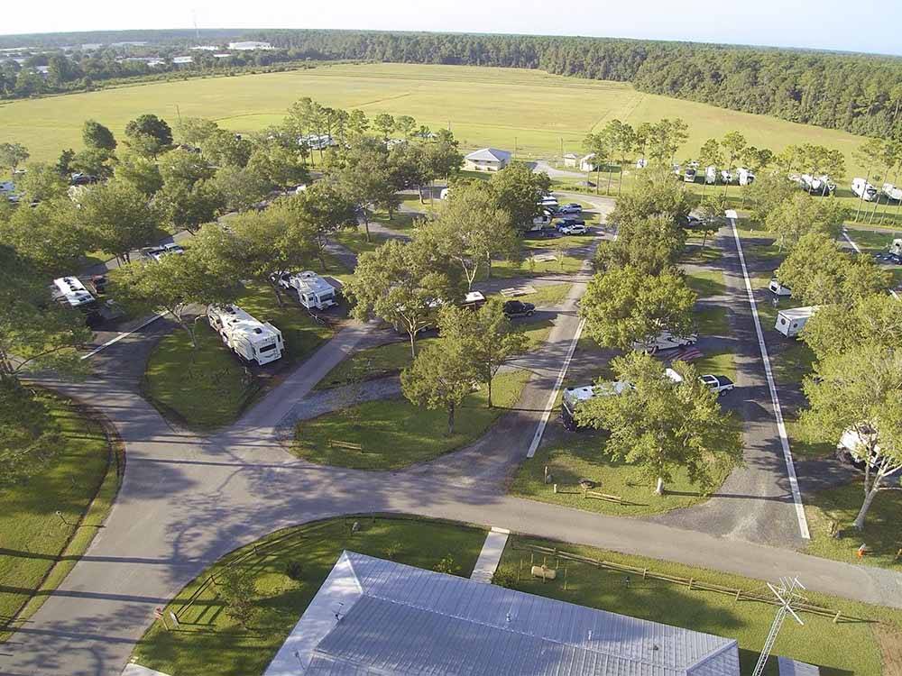An aerial view of the campsites at STAGECOACH RV PARK
