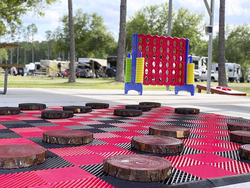 An oversized checkerboard set at STAGECOACH RV PARK