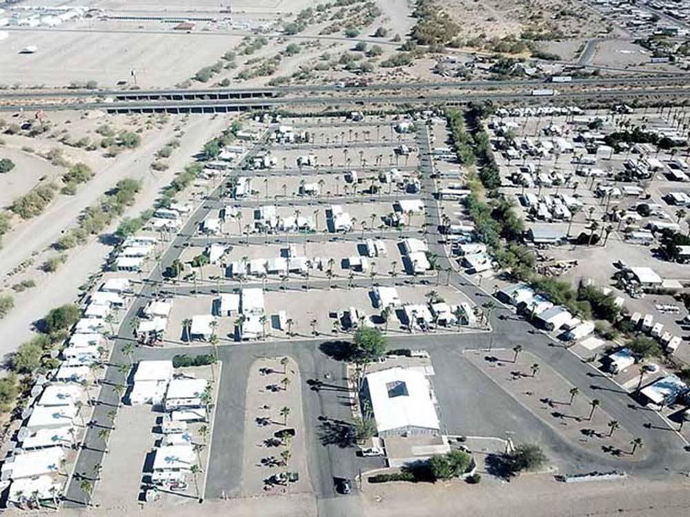 An aerial view of the campsites at HOLIDAY PALMS RESORT