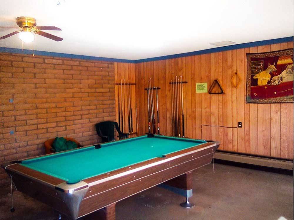 A pool table in the rec room at HOLIDAY PALMS RESORT