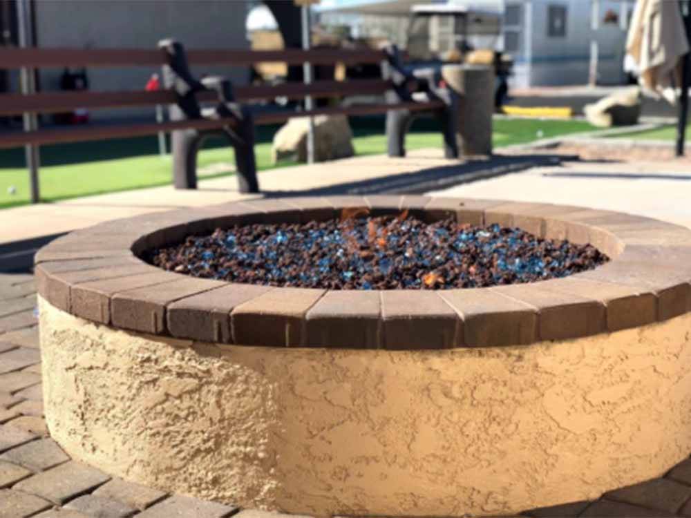 A fire pit with glass at VIP RV RESORT & STORAGE