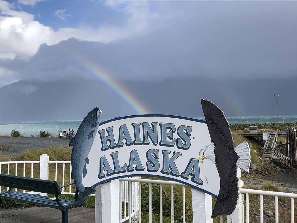 Sign indicating Haines Alaska at HAINES HITCH-UP RV PARK