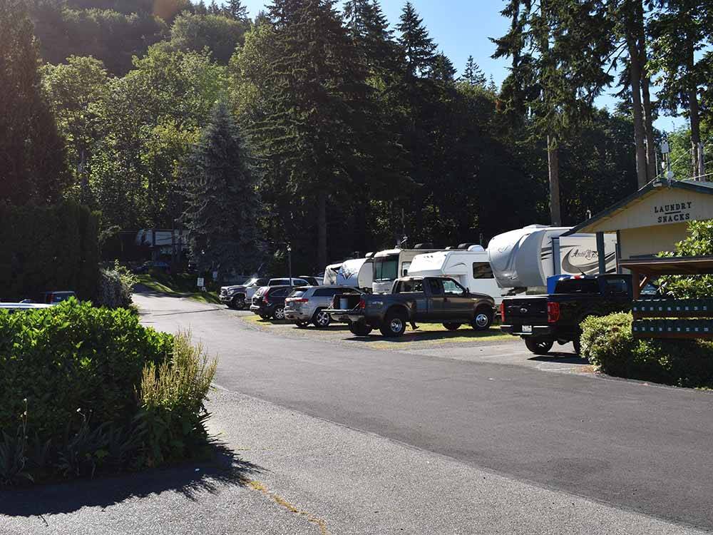 The paved road next to the laundry building at ISSAQUAH VILLAGE RV PARK