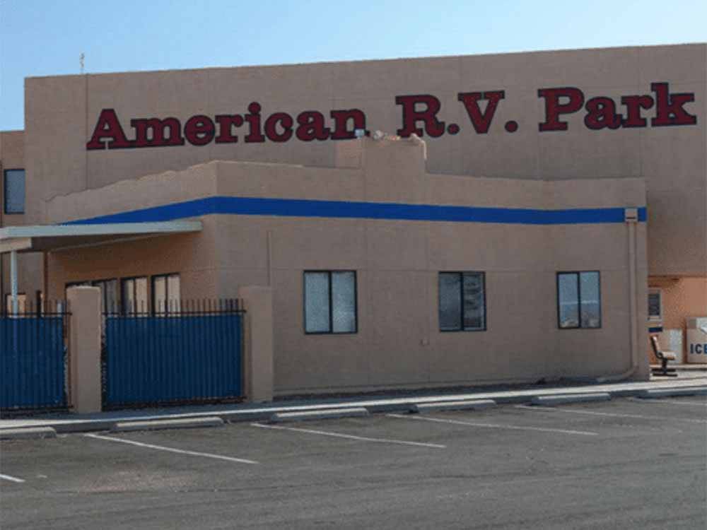 The front building with it's name painted on it at AMERICAN RV RESORT