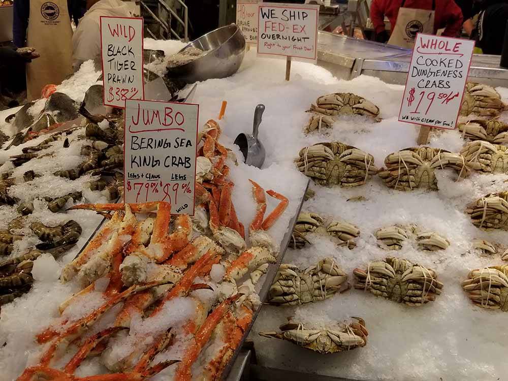 Crabs on ice for sale at the fish market nearby at LAKE PLEASANT RV PARK