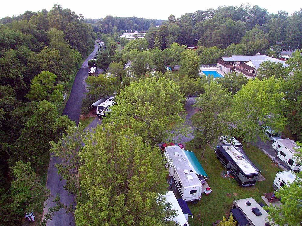 Aerial view over campground at LAKEWOOD RV RESORT