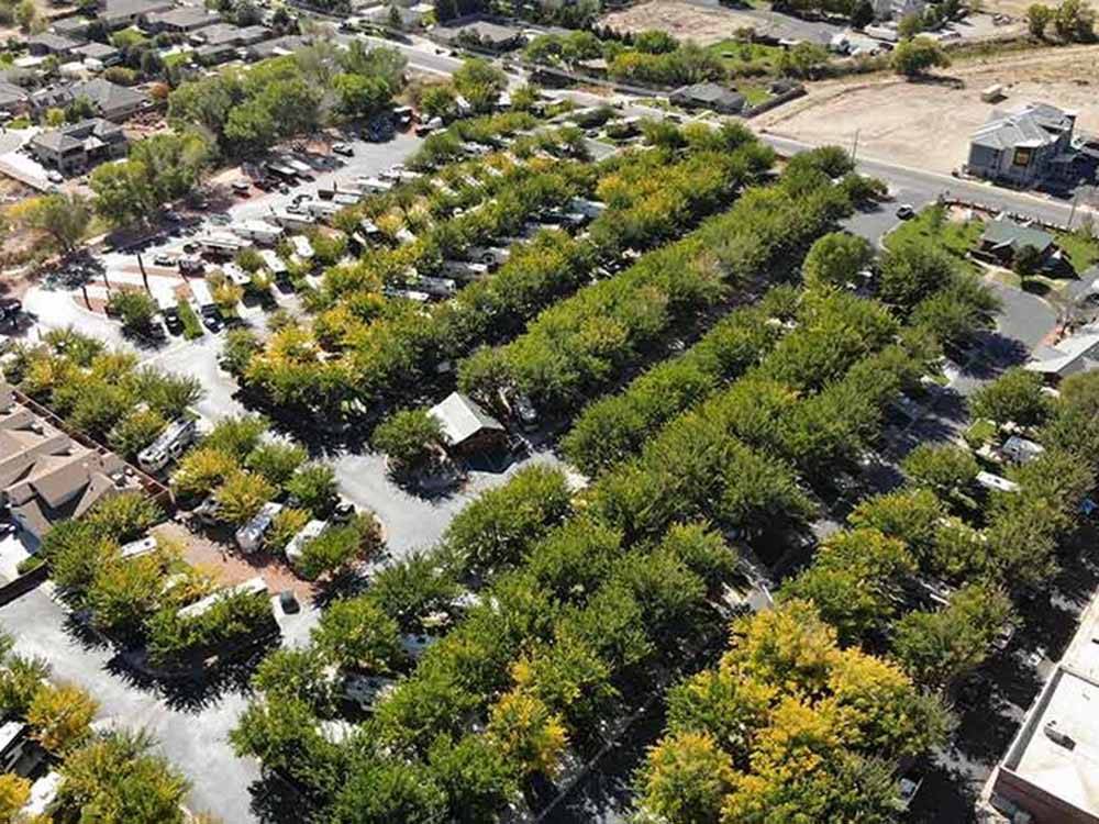 An aerial view of the campsites at WILLOWWIND RV PARK