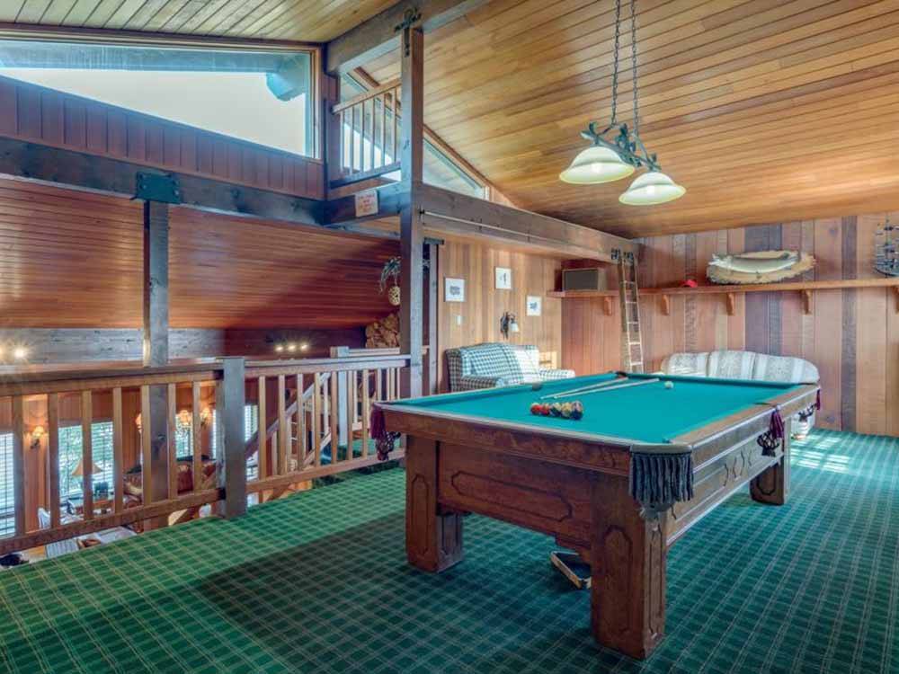 The pool table in the rec room at ORANGE GROVE RV PARK