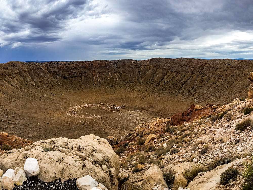 A view of the immense crater near METEOR CRATER RV PARK