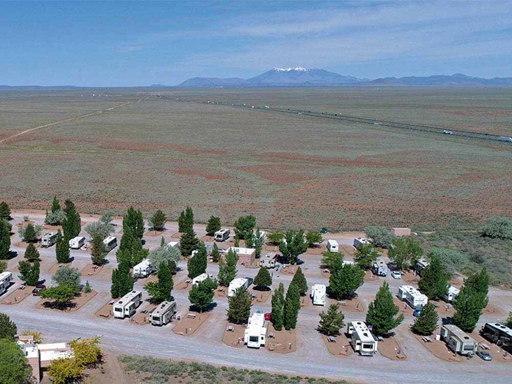 An amazing aerial view of the campground at METEOR CRATER RV PARK