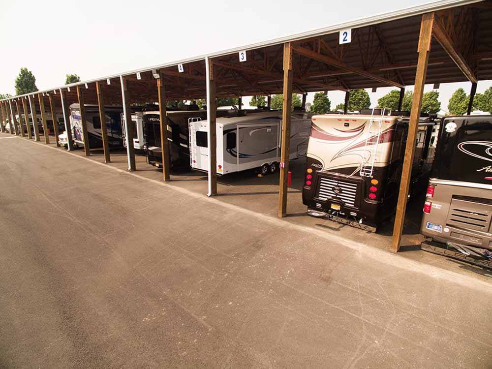 The covered RV storage area at PHOENIX RV PARK