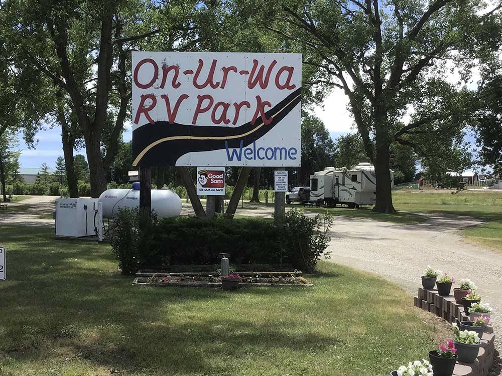 The front entrance sign at ON-UR-WA RV PARK