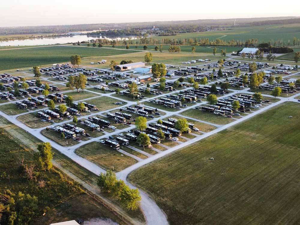 Spectacular aerial view of property at AMANA RV PARK & EVENT CENTER
