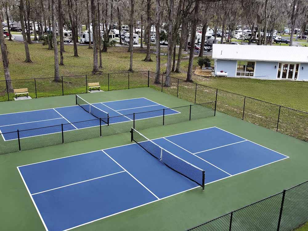 Aerial view of the pickleball courts  at OCALA NORTH RV RESORT