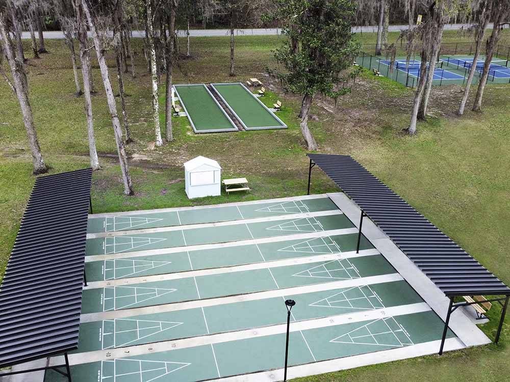 Aerial view of the shuffleboard courts at OCALA NORTH RV RESORT