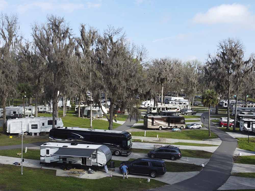 A road going thru the paved campsites at OCALA NORTH RV RESORT