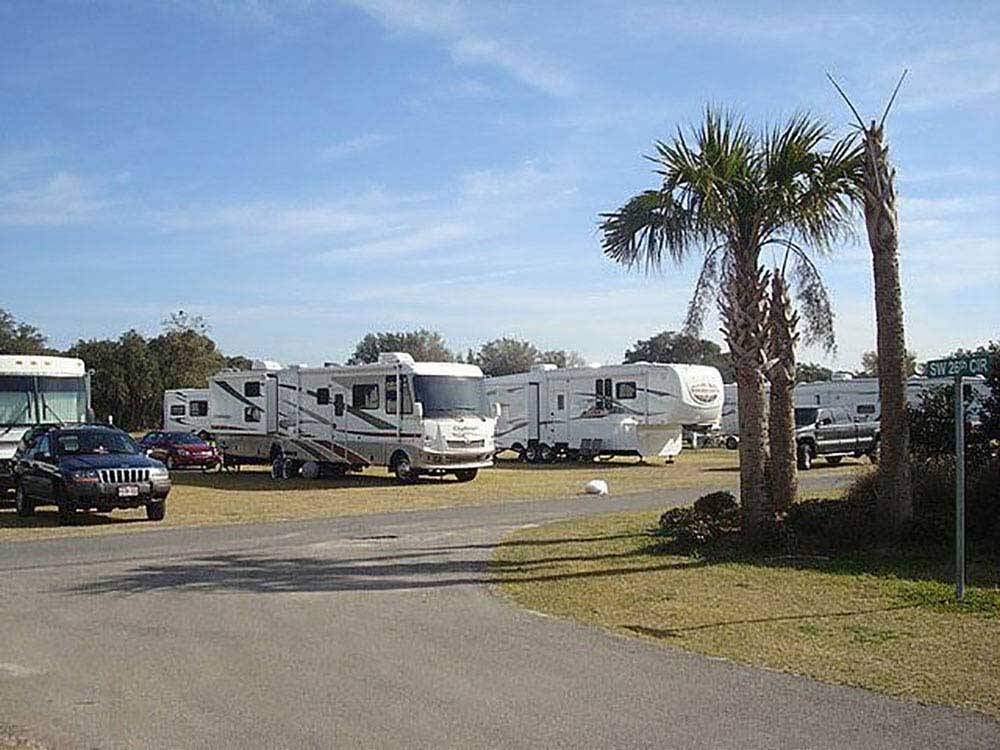 RVs and trailers at campground at OCALA SUN RV RESORT