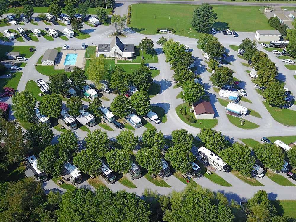 Amazing aerial view over resort at CLARKSVILLE RV RESORT BY RJOURNEY
