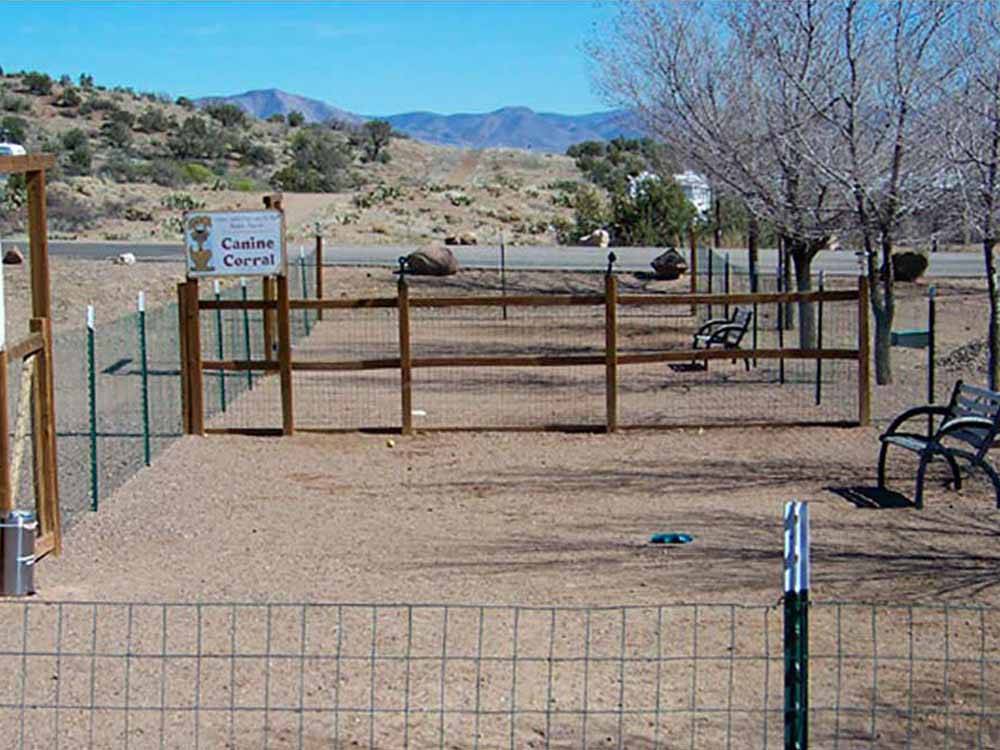 Dog exercise area at BLAKE RANCH RV PARK