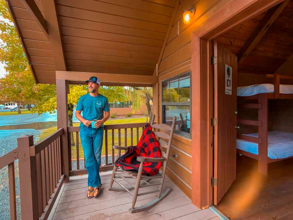 A man standing on a patio at SUN OUTDOORS PIGEON FORGE