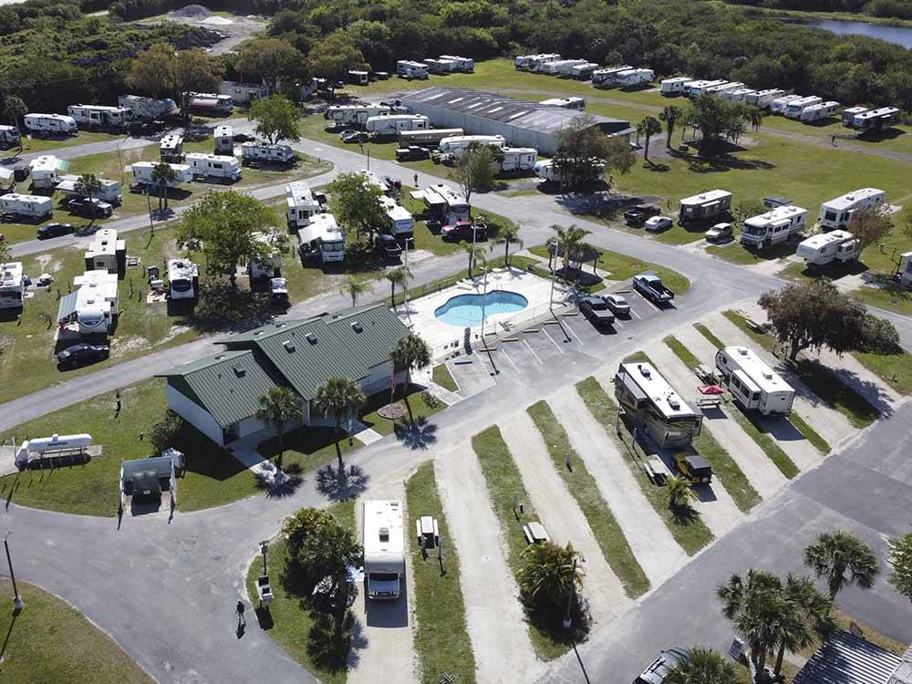 An aerial view of the campground at SONRISE PALMS RV PARK