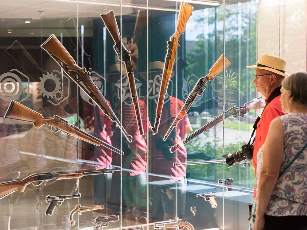 A display of lever-action rifles at CODY YELLOWSTONE