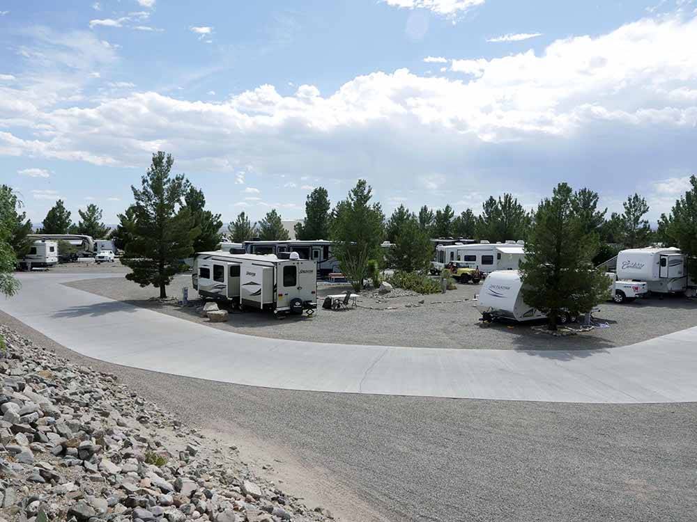 Trailers and RVs camping at ELEPHANT BUTTE LAKE RV RESORT