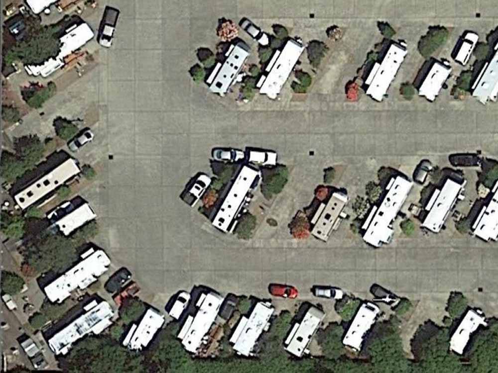 An aerial view of the campsites at PACIFIC PINES RV PARK & STORAGE
