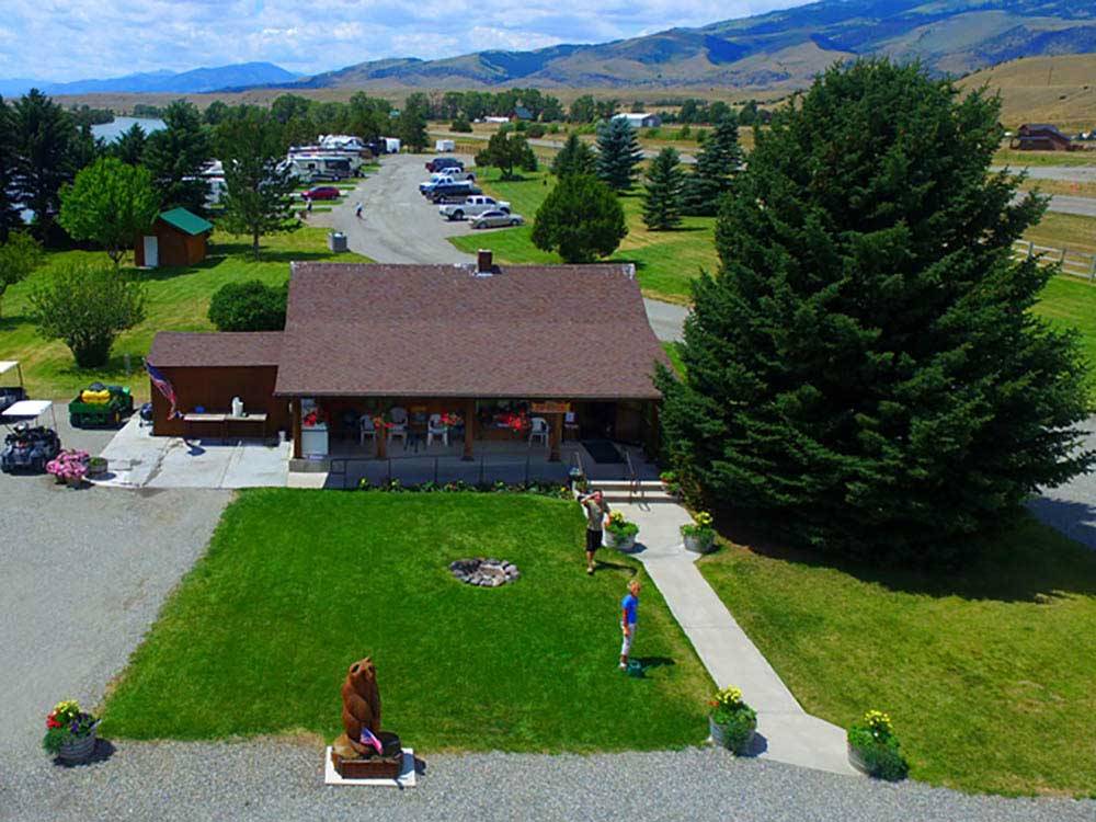 Aerial view over campground at YELLOWSTONE'S EDGE RV PARK