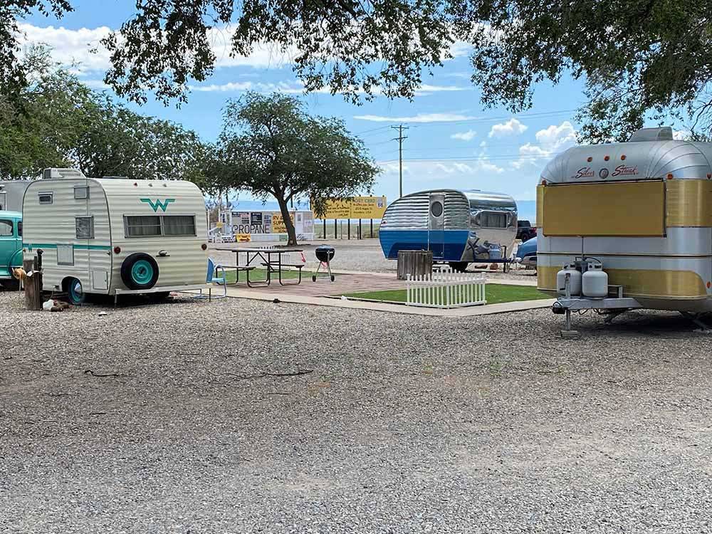 A grouping of vintage trailers at ENCHANTED TRAILS RV PARK & TRADING POST