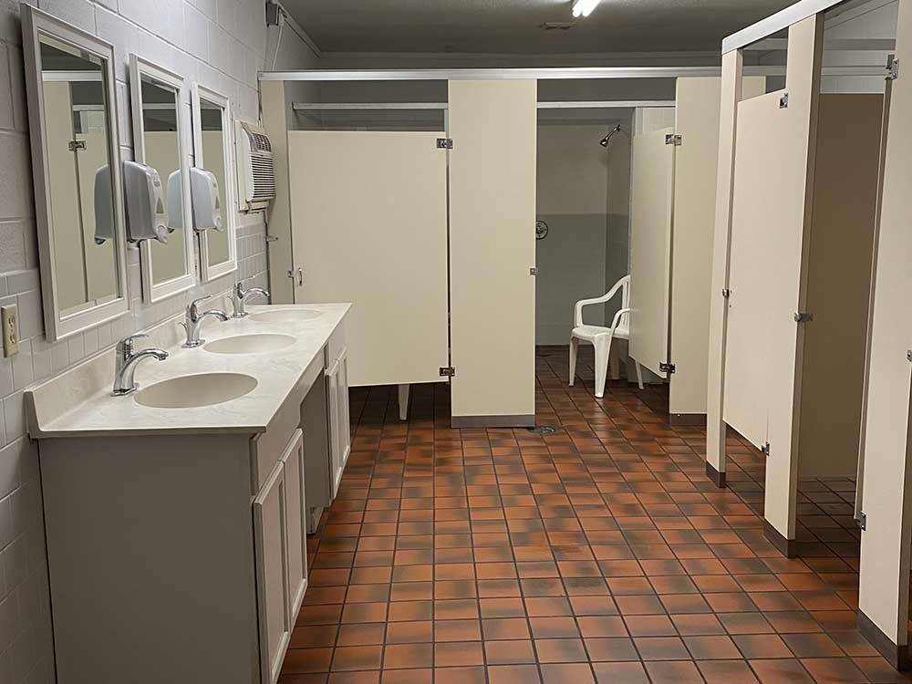 The inside of the clean restroom at LAKE HARMONY RV PARK AND CAMPGROUND