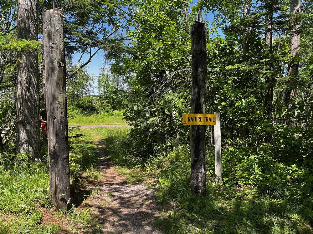 A sign indicating a nature trail at BORDEN/SUMMERSIDE KOA