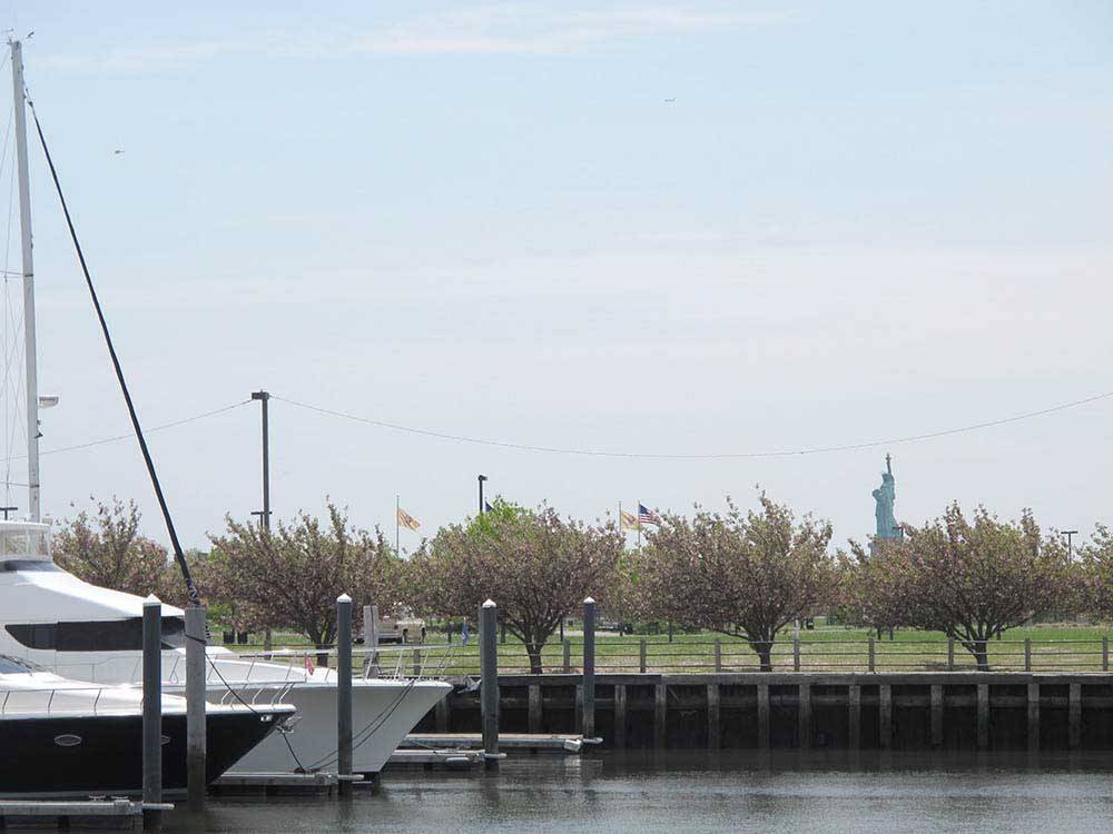 Boats in slips at the marina at LIBERTY HARBOR MARINA & RV PARK