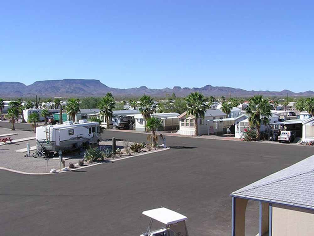 An aerial view of the campsites at DESERT GOLD RV RESORT