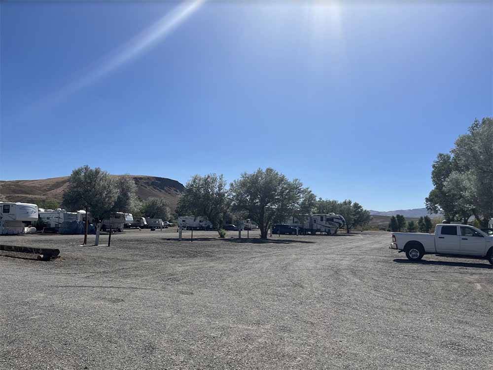 A group of empty gravel sites at ELKO RV PARK