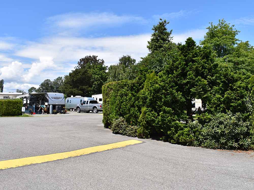 A speed bump and bushes at MOUNT VERNON RV PARK