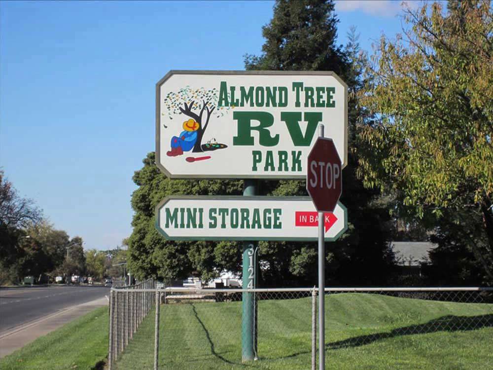 Sign at entrance to RV park at ALMOND TREE RV PARK