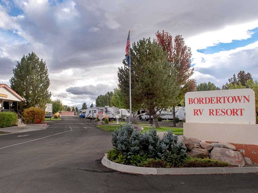 Sign at entrance to RV park at BORDERTOWN CASINO & RV RESORT